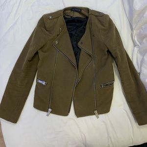 Green/brown suede bomber jacket